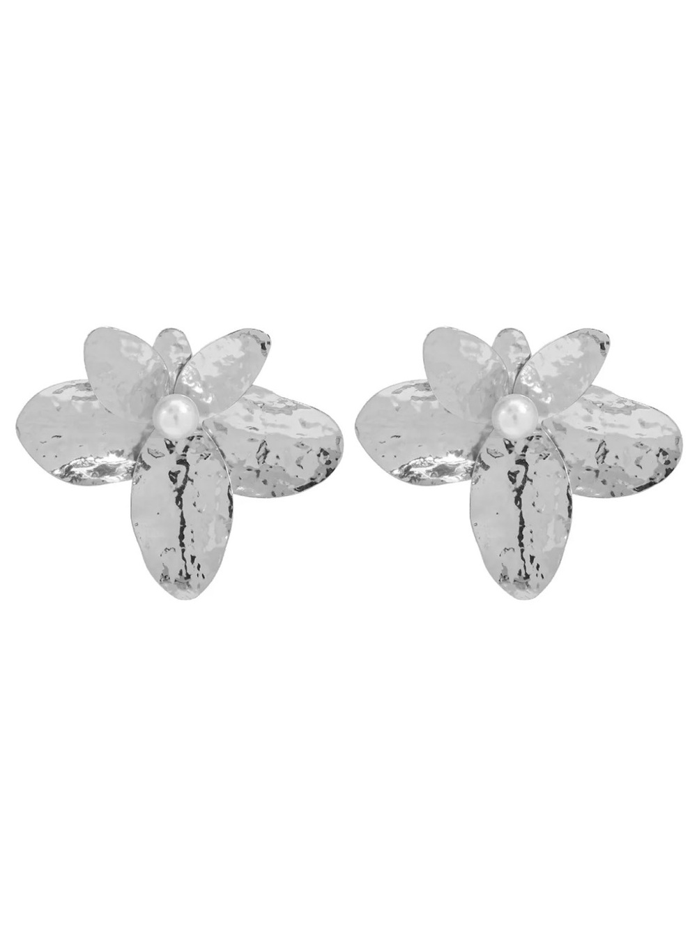 Gold Floral Pearl Center Statement Earrings